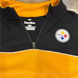 Fanatics Black and Yellow Steelers Quarter-Zip Pullover Sweatshirt Top Men’s L